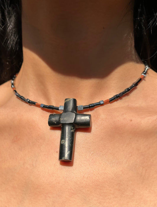 Jade and Hematite Cross